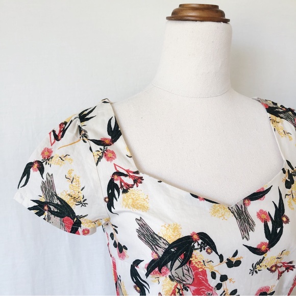 REVIVAL Size 6 Pink Floral Galah Cotton Fit & Flare Rockabilly Dress Australian - Picture 2 of 12